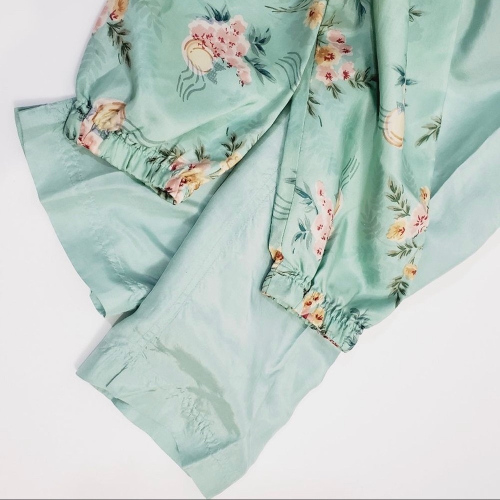 Vintage 100% silk floral track suit set